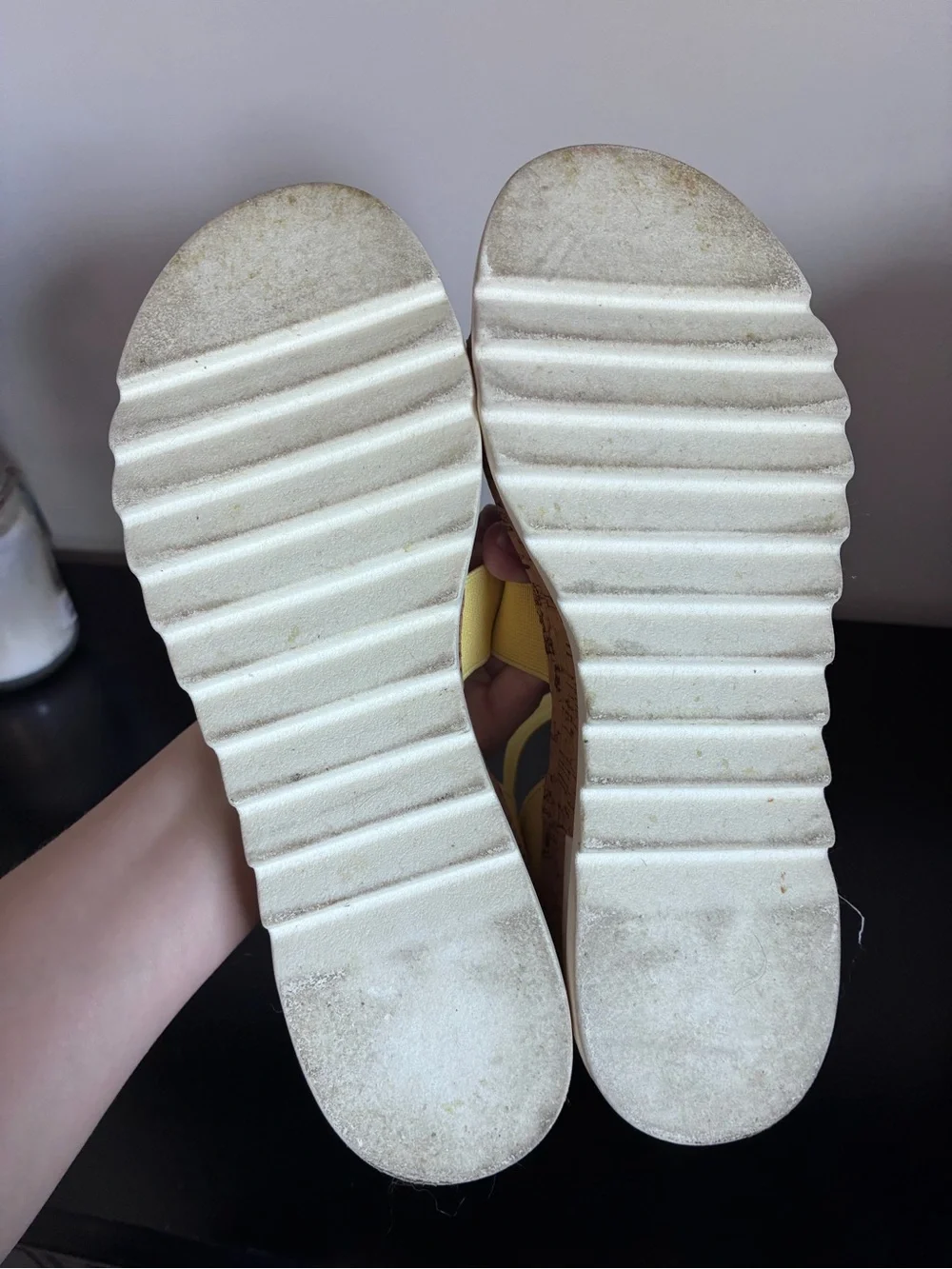 Steve Madden Yellow Elastic Strap Cork-Platform Sandals